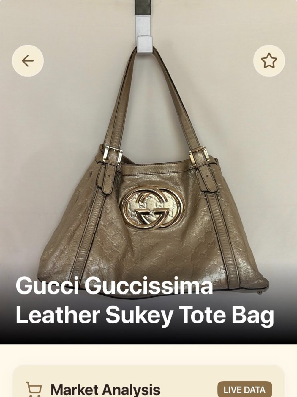 Gucci Guccissima ~ Sukey GG Metallic Embossed Leather Tote Bag Shoulder Handbag